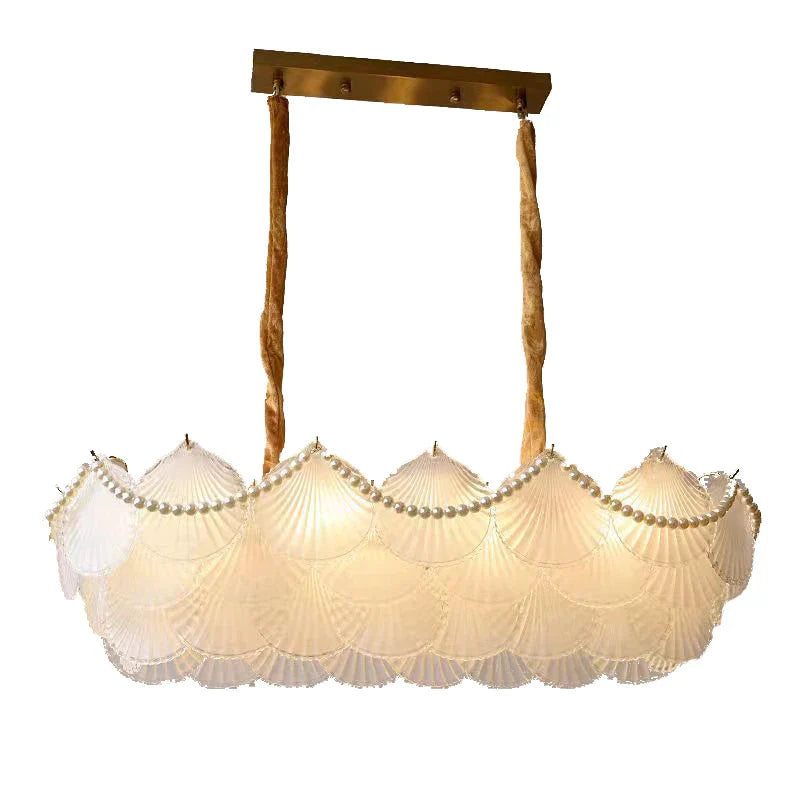 Afralia™ Shell Glass Gold Lustre LED Chandelier - Luxury Hanging Lamp