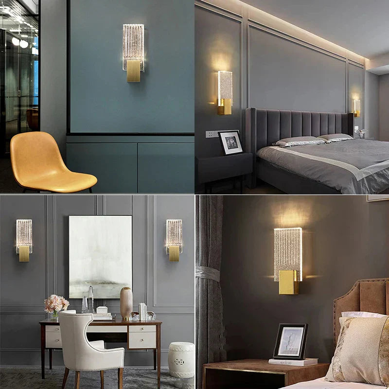 Afralia™ Bubble Crystal LED Wall Sconces Gold Modern Indoor Lighting for Home Decor