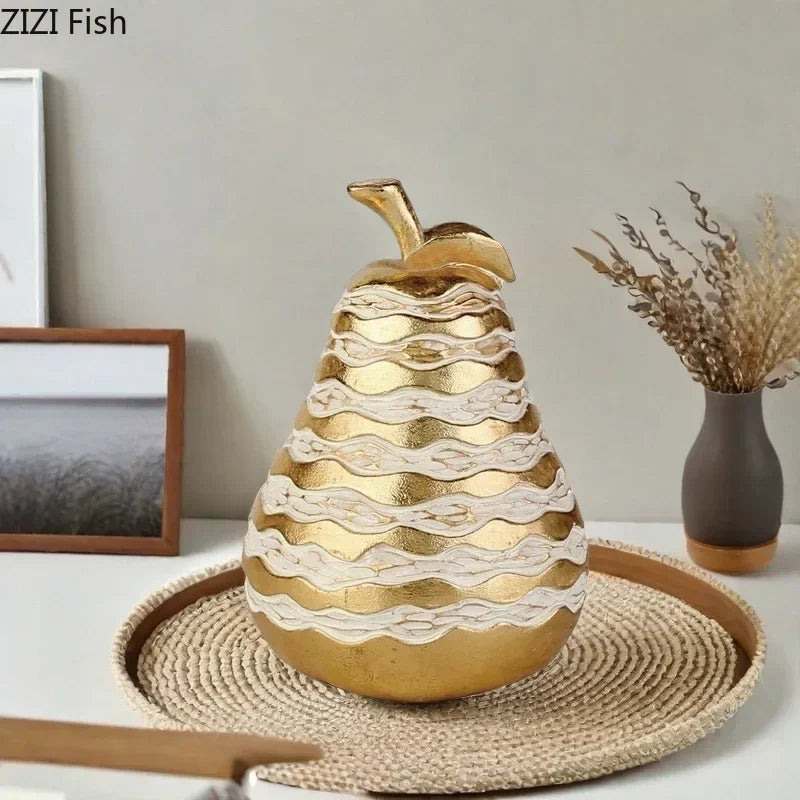 Afralia™ Golden Pineapple Resin Sculpture Desk Decoration Art Statuette