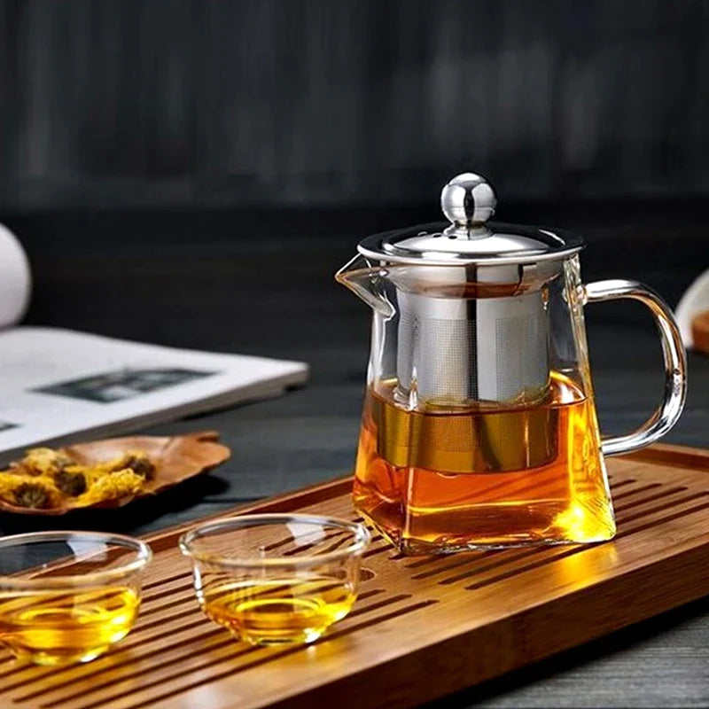 Afralia™ Glass Tea Pot with Stainless Steel Infuser