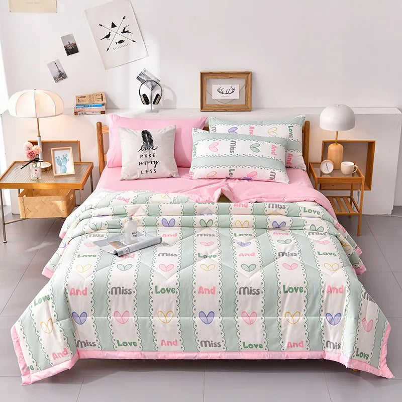 Afralia™ Multi Floral Patchwork Cooling Blanket: Skin-friendly Air-Conditioner Quilt with Washed Cotton