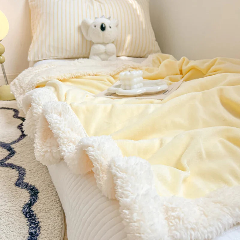 Afralia™ Plush Lamb Wool Bed Blanket, Soft Cozy Velvet, Warm Fluffy Flannel, 150x200cm, 200x230cm