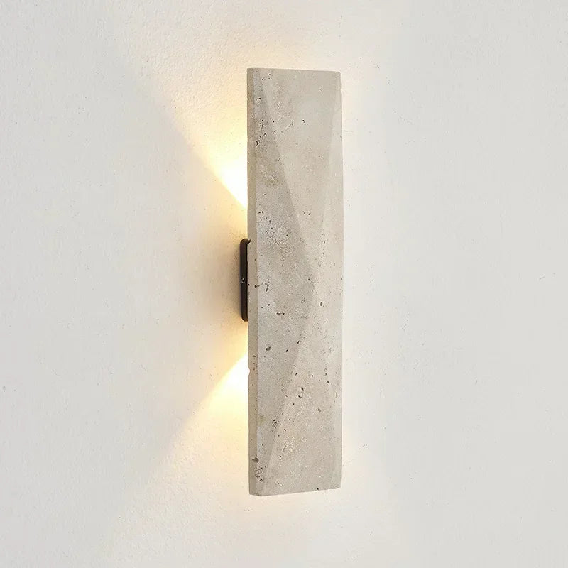 Afralia™ Yellow Travertine Stone Japanese Style LED Wall Lamp Bedroom Decoration