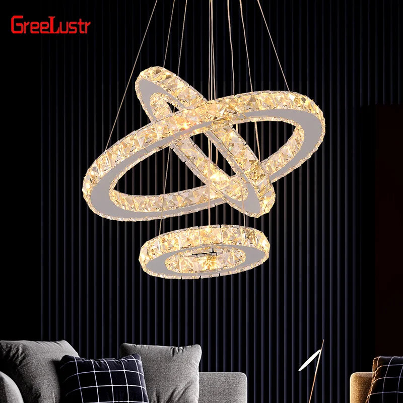 Afralia™ Luxury Crystal LED Pendant Chandelier for Home Lighting & Decor