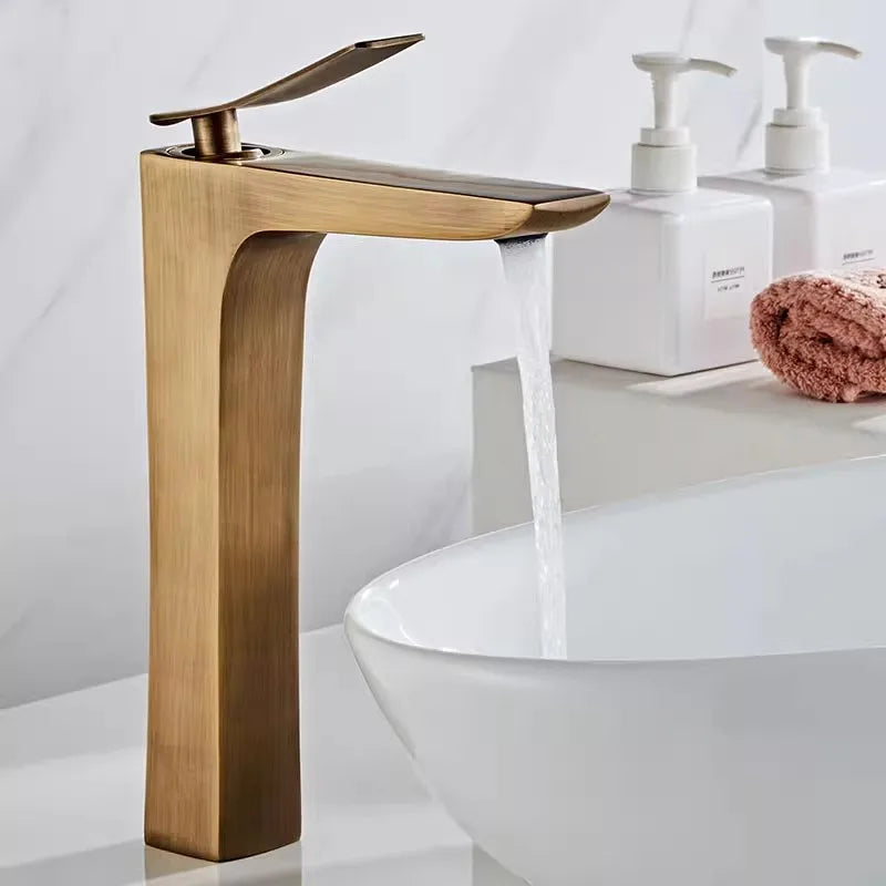 Afralia™ Bronze Basin Faucet: Hot & Cold Deck Mounted Bathroom Sink Mixer Tap