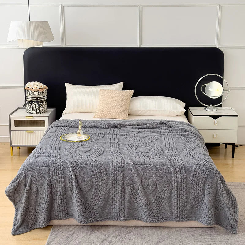 Afralia™ Jacquard Coral Velvet Sofa Cover Blanket | Soft & Warm for Spring/Autumn