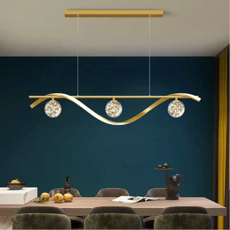 Afralia™ LED Pendant Lamps Dimmable Ceiling Chandelier for Dining Room Kitchen Island