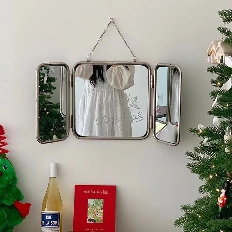 Afralia™ Folding Mirror: Compact Vanity for Home, Travel, or On-The-Go Beauty