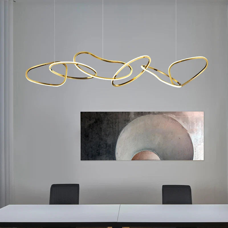 Afralia™ Oval LED Ceiling Chandelier for Bedroom Living Room Dining, Nordic Minimalist Design