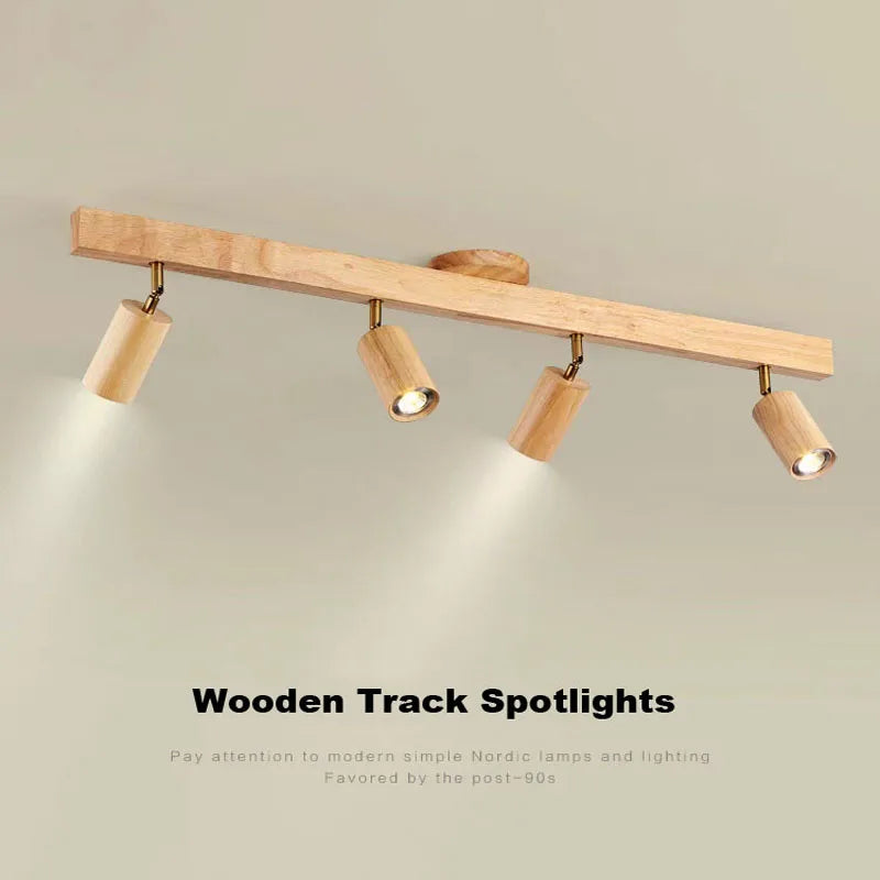 Afralia™ WoodenTrack LED Ceiling Spotlight for Living Room Kitchen Bedroom Decor