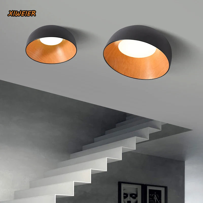 Afralia™ Wood Grain Color Ceiling Lamp for Bedroom, Living Room & Corridor