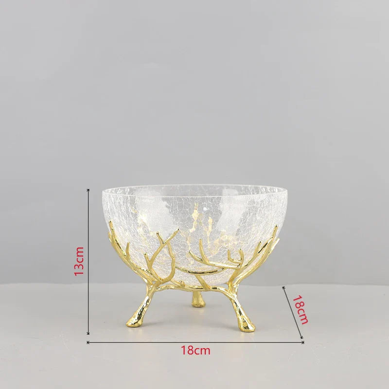 Afralia™ Golden Branches Glass Bowl Set for Home Kitchen Desserts and Snacks