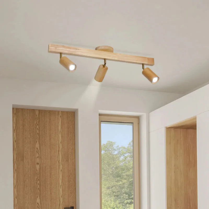 Afralia™ WoodenTrack LED Ceiling Spotlight for Living Room Kitchen Bedroom Decor