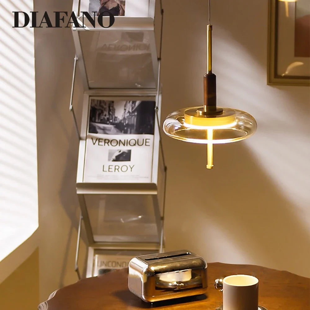 Afralia™ Walnut LED Pendant Lamp for Modern Living Spaces