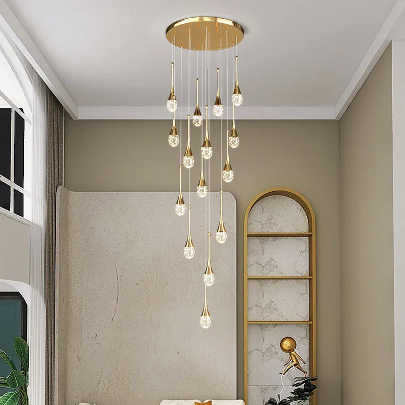 Afralia™ Crystal Bubble Chandelier for Living, Dining, Bedroom - Modern Stairwell Design