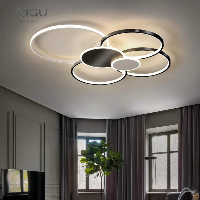 Afralia™ Modern LED Chandelier with Remote Control for Living Room & Bedroom Lighting