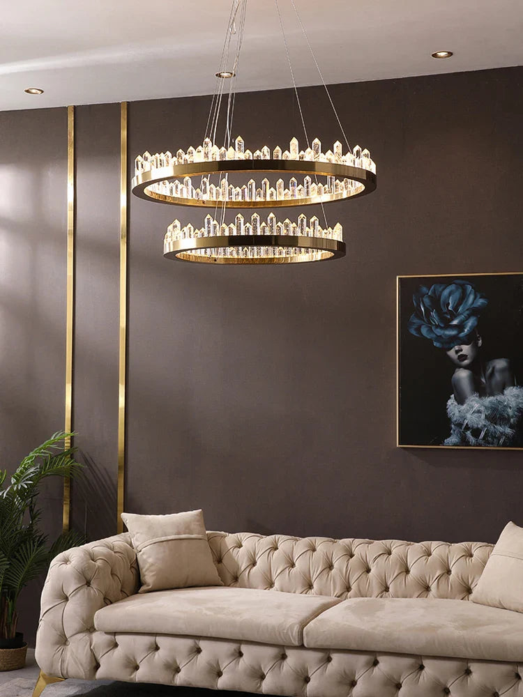 Afralia™ Dimmalbe LED Crystal High Ceiling Chandelier for Living Room