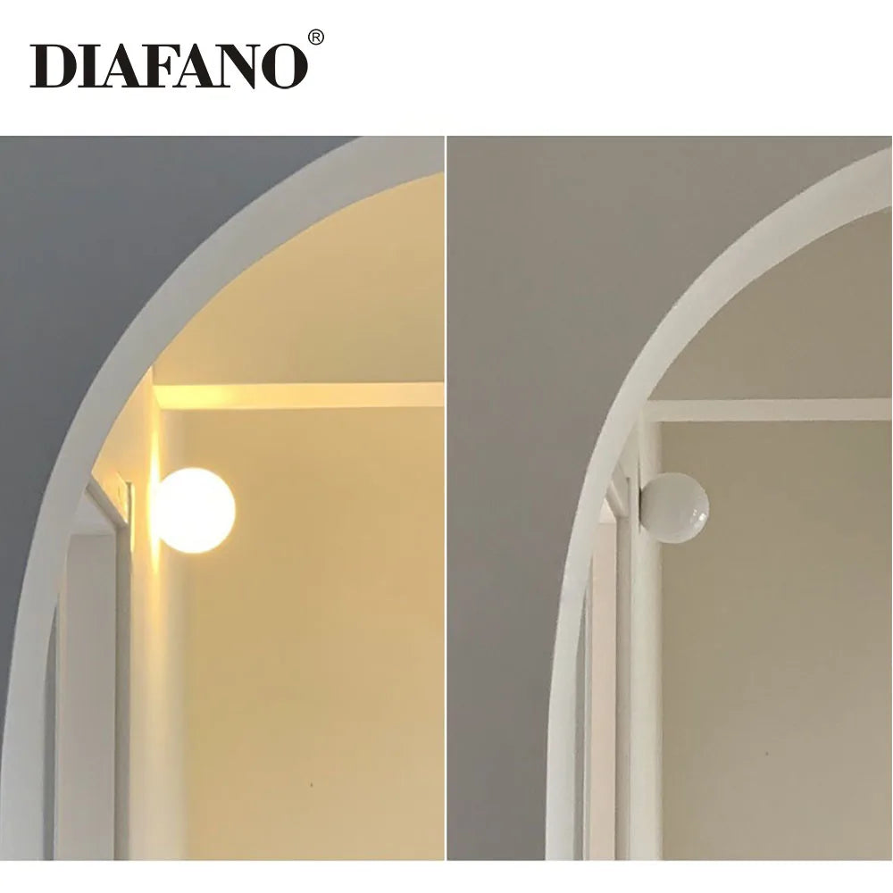 Afralia™ White Round Ball Glass Wall Lamp for Bedside Living Room & Bathroom