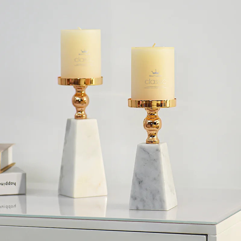 Afralia™ Marble & Metal Candle Holders: Elegant Centerpieces for Wedding, Christmas, Home Decor