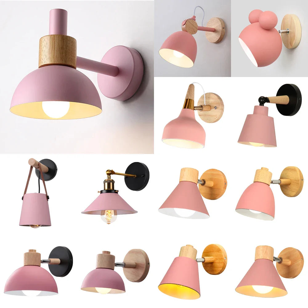 Afralia™ Pink Wall Lights: Nordic Minimalist Bedroom Bedside Lamps, Modern Living Room Decor