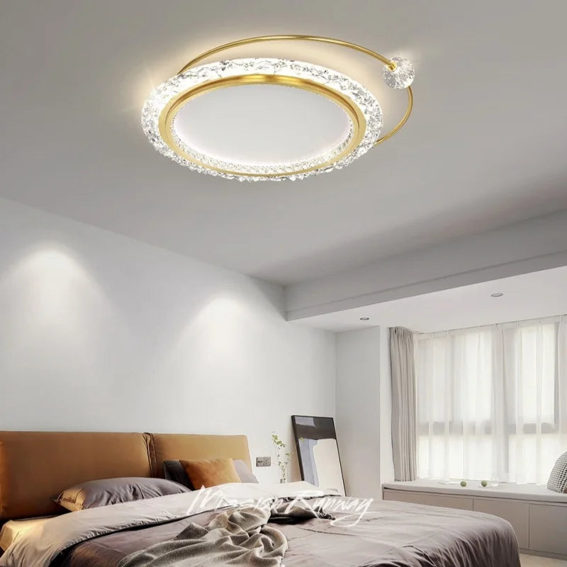 Afralia™ Minimalist Acrylic LED Ceiling Lamp, Gold Chandeliers for Modern Home Decor