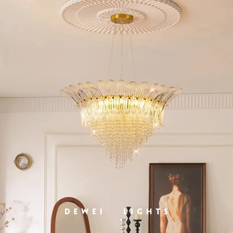 Afralia™ Crystal Chandelier Ceiling Light Fixture for Luxurious Living Rooms