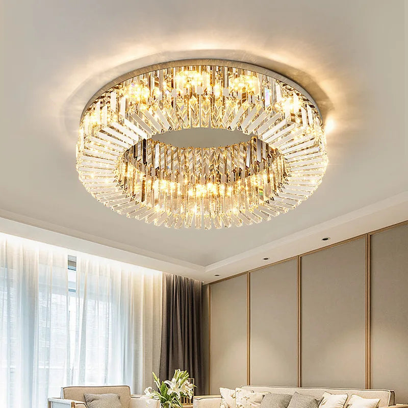 Afralia™ Crystal LED Ceiling Lights: Elegant Lighting Fixture for Living Room Bedroom Kitchen Decor
