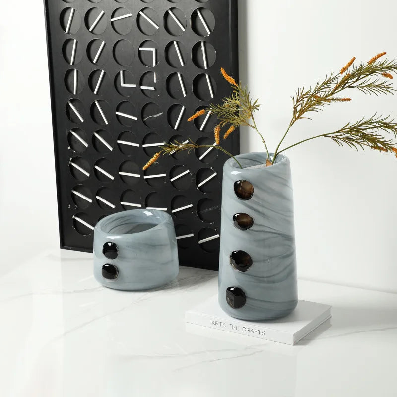 Afralia™ Pebble Relief Glass Vase: Creative Flower Arrangement Home Decor Accessory