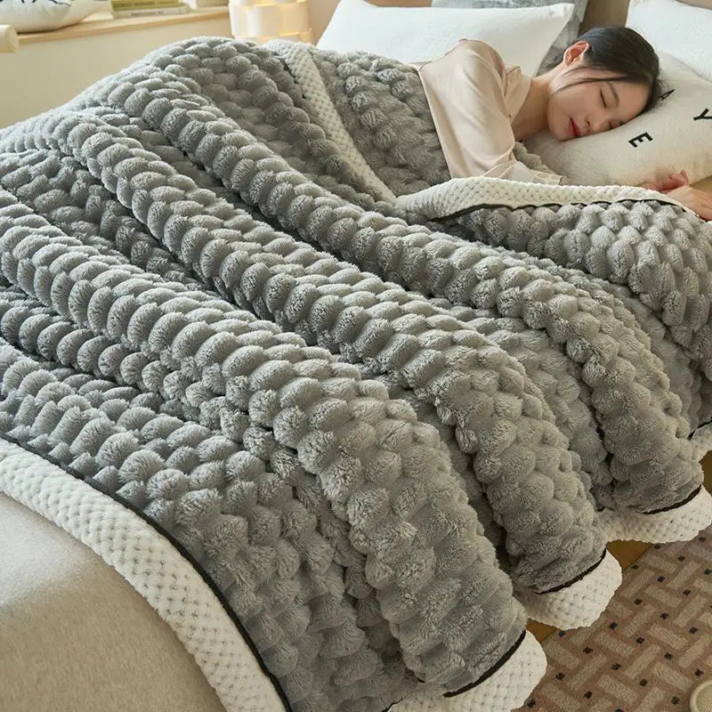 Afralia™ Cozy Coral Fleece Bed Blanket - Soft, Warm, & Comfortable for Autumn/Winter