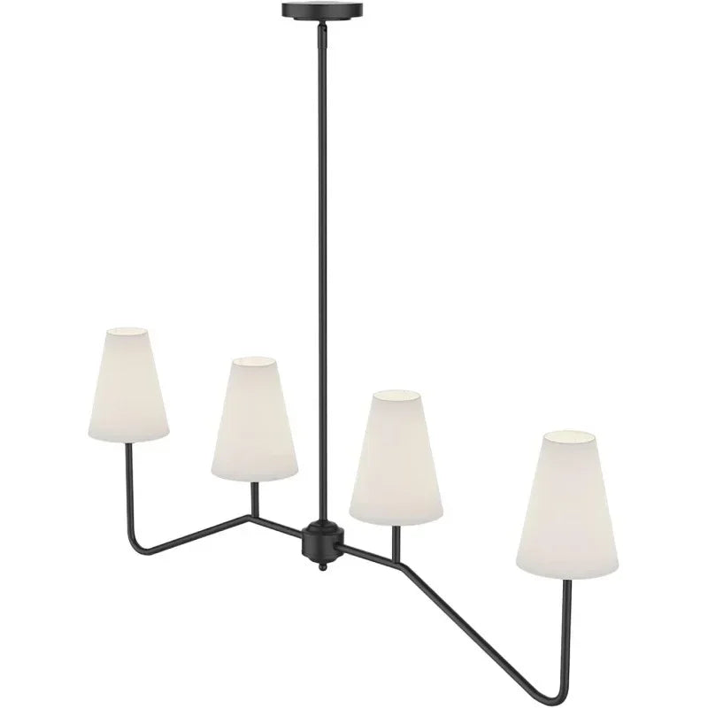 Afralia™ Vintage Chandelier Kitchen Island Lighting Classic Fabric Lampshade Polished Gold/Black