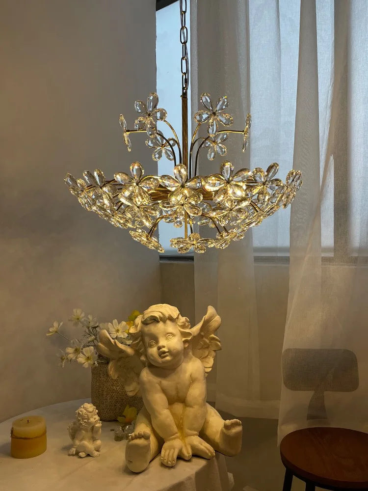 Afralia™ Crystal Flower Pendent Chandelier - Modern Design for Living Room, Restaurant, and Bedroom