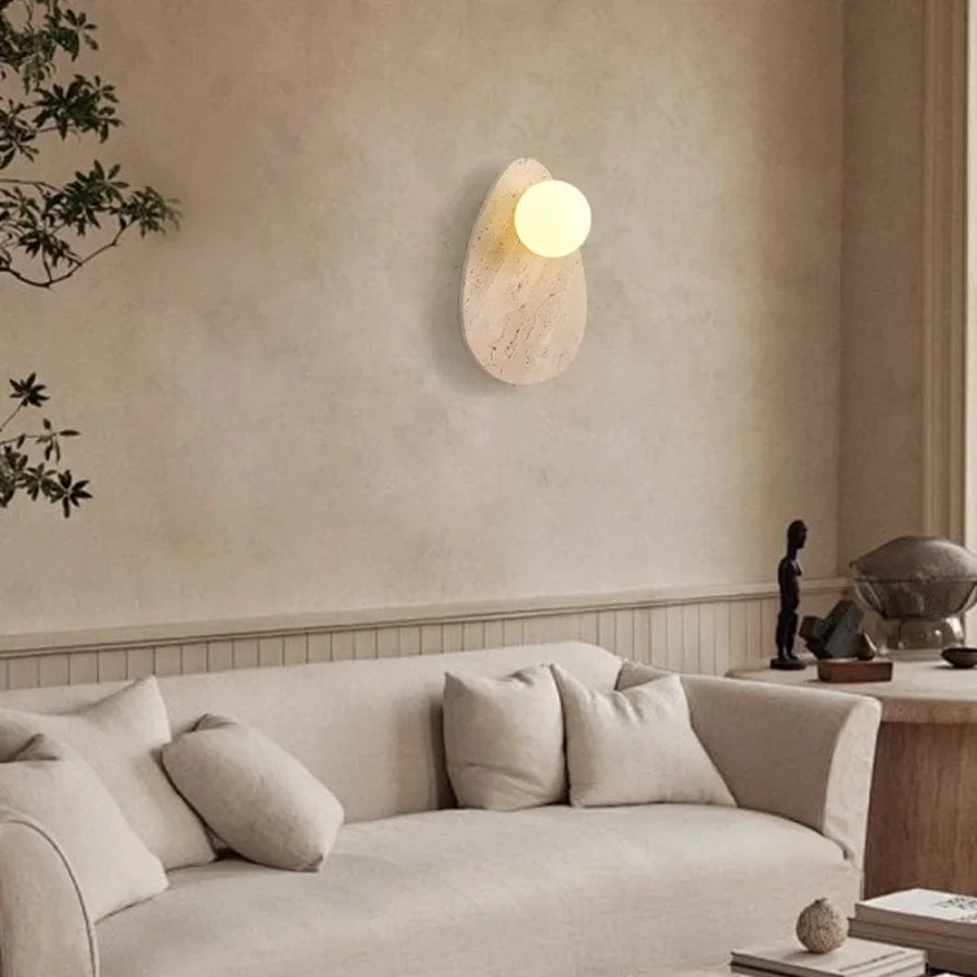 Afralia™ Yellow Travertine LED Wall Lamp - Modern Glass Stair Light