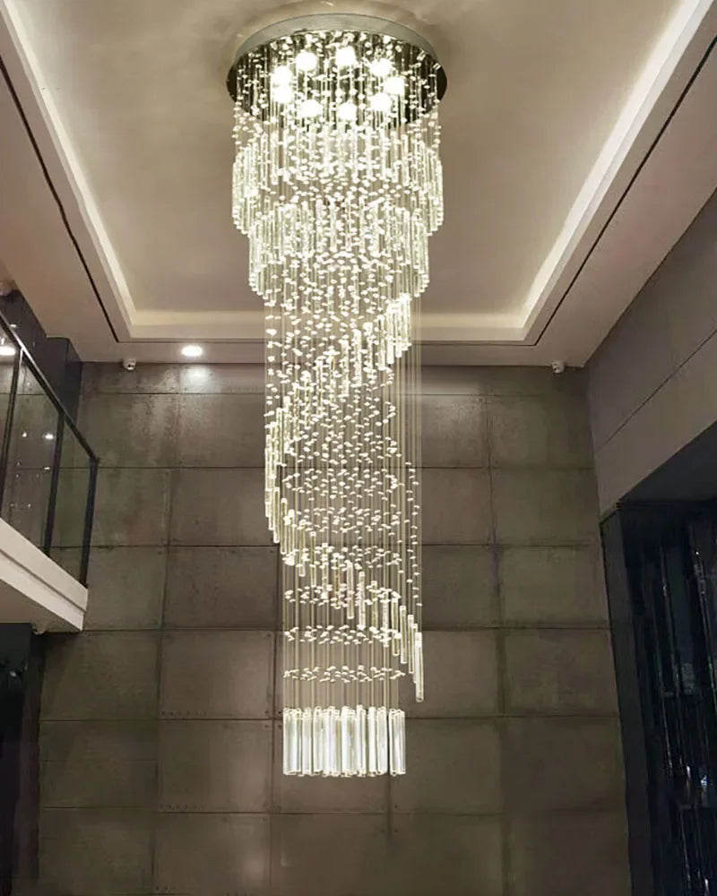 Afralia™ Spiral Luxury Crystal Chandelier for Long Staircases