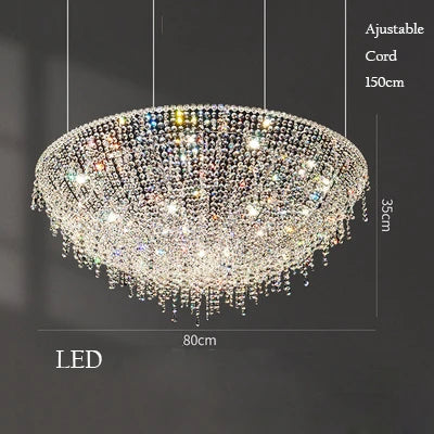 Afralia™ Luxury Crystal Chandelier Pendant Light Fixture for Elegant Living Room Lighting