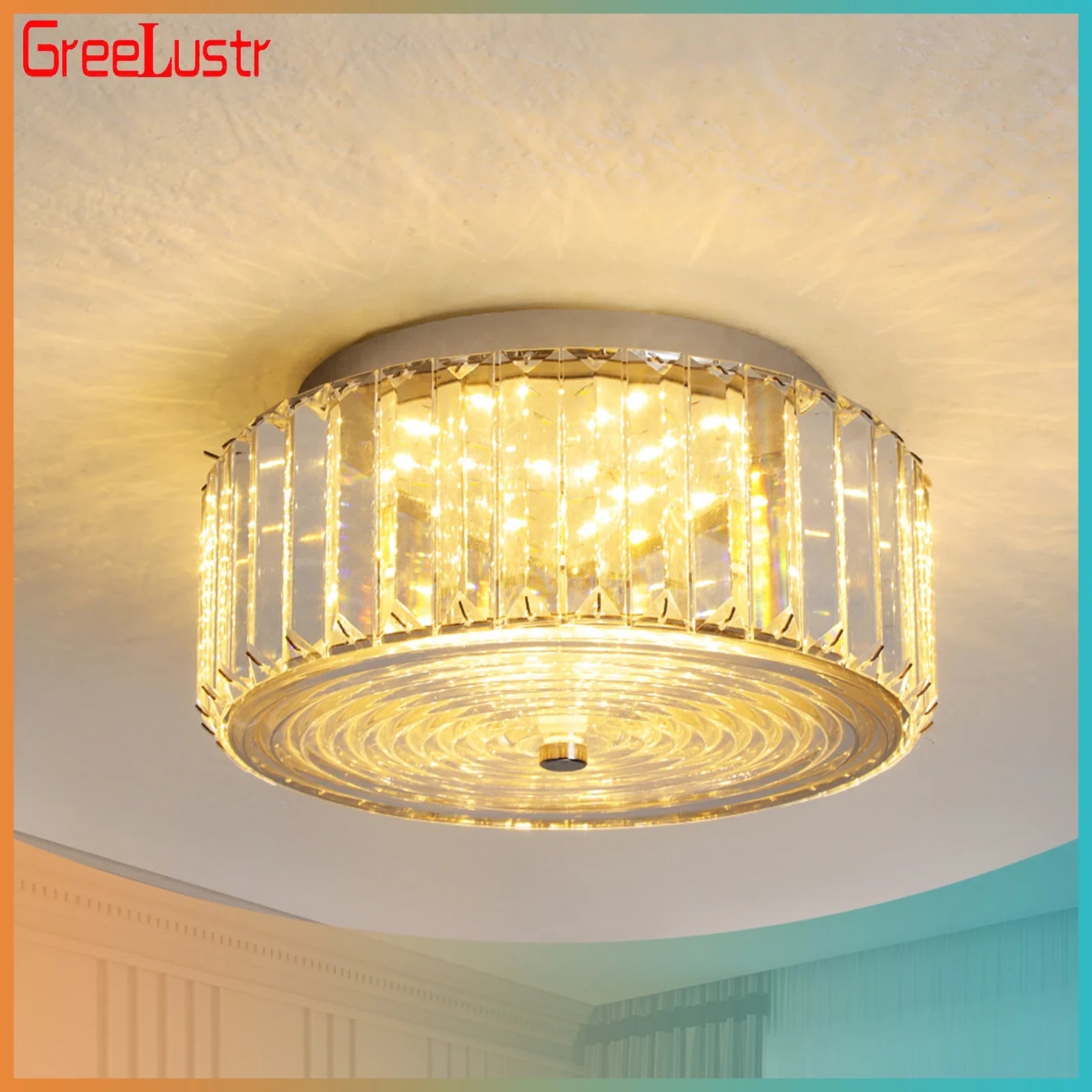 Afralia™ Crystal LED Ceiling Chandelier Light Circle Design Indoor Lighting