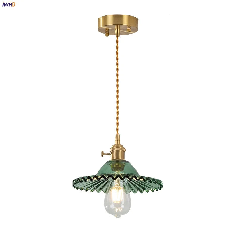 Afralia™ Green Glass LED Pendant Lights | Nordic Modern Kitchen Hanging Lamp Fixtures