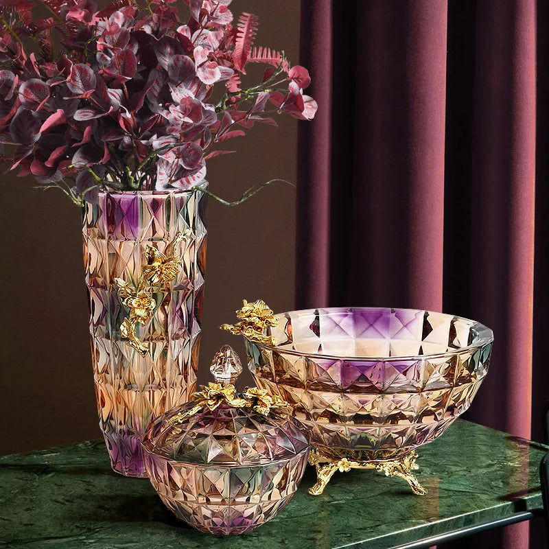Afralia™ Crystal Glass Vase: Elegant Dried Flower Decor for Luxury Dining Tables