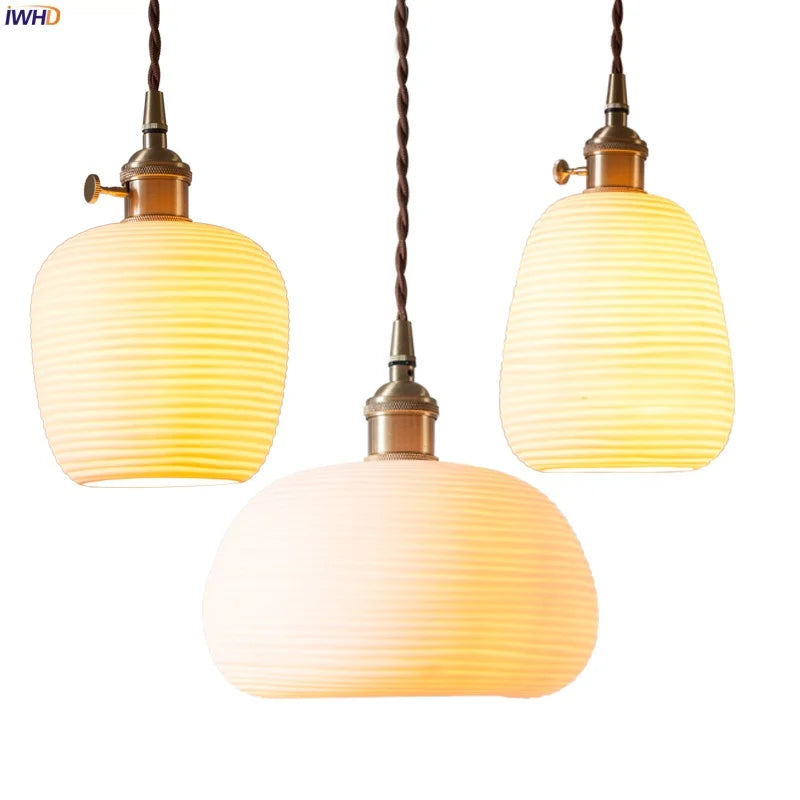 Afralia™ Minimalist Ceramic LED Pendant Lamp for Kitchen Bedroom Living Room