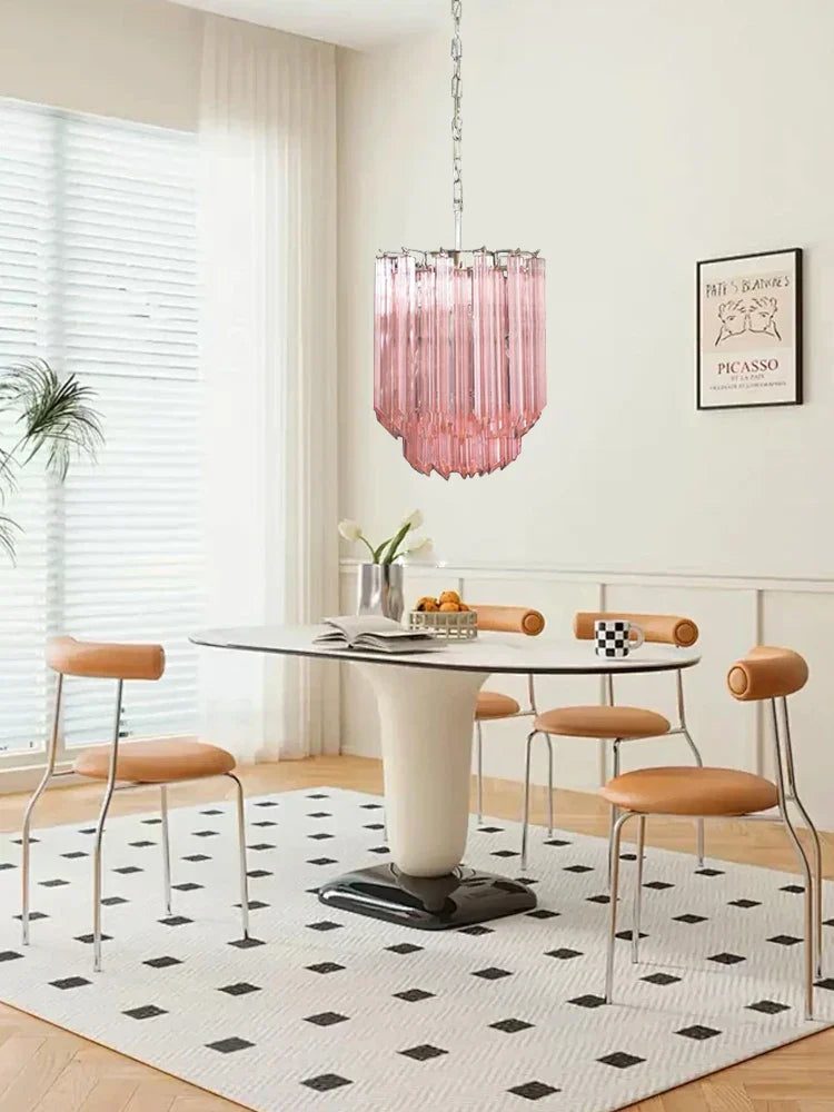 Pink Glass Kitchen Pendant Lamp by Afralia™: Elegant LED Lighting for Living Room