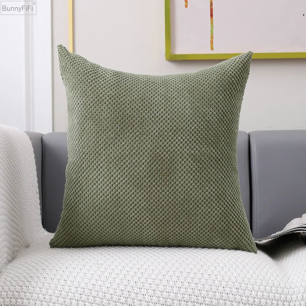 Afralia™ Plush Velvet Cushion Cover for Home Decor 45x45 Ivory Navy Orange Green Grey Red Tan Pink White