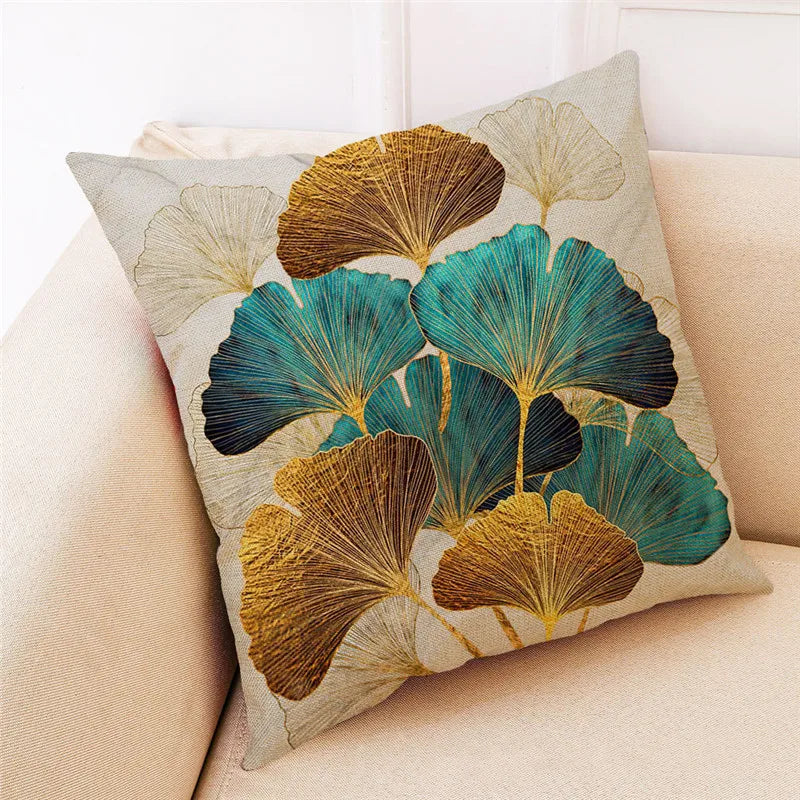 Afralia™ Ginkgo Leaves Linen Cushion Cover for Modern Home Decor & Living Room