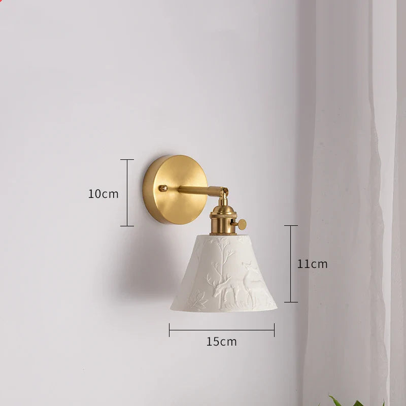 Elk Ceramic LED Wall Sconce, Afralia™ Nordic Copper Pull Chain Mirror Light
