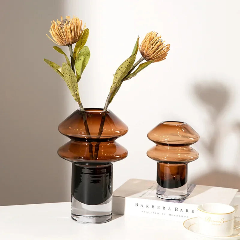 Afralia™ Mushroom Shape Glass Vase for Home Decor and Floral Arrangements