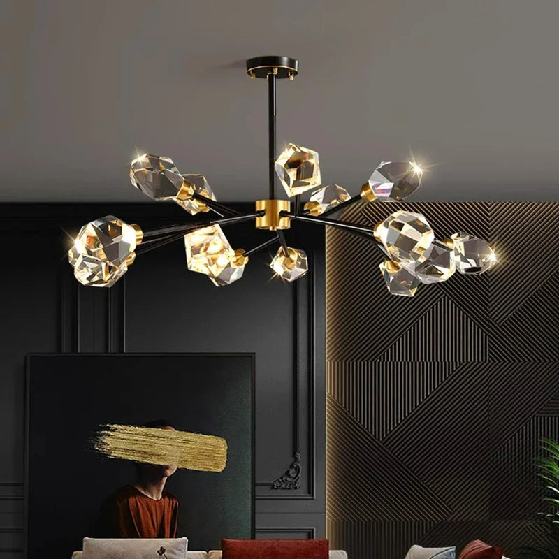 Afralia™ Crystal Chandelier: Luxury Living Room Dining Ceiling Light