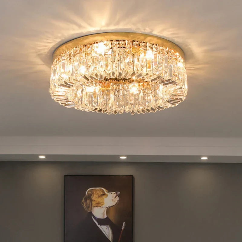 Afralia™ Crystal LED Ceiling Lights: Luxury Home Lighting for Living & Dining Room, Bedroom Decor