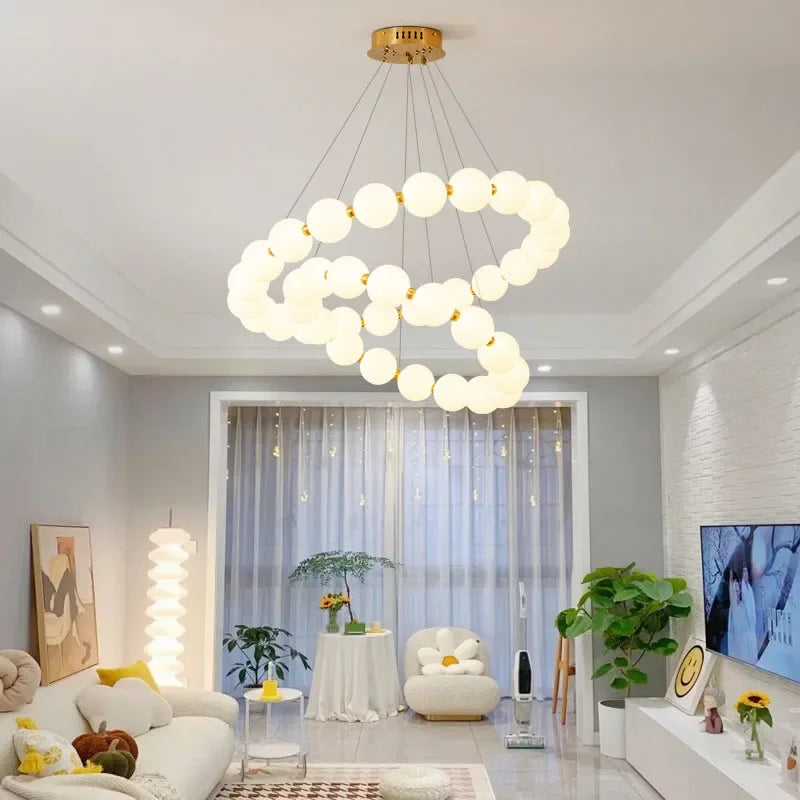 Afralia™ Nordic Gold LED Ceiling Chandelier for Dining Living Bedroom Lighting