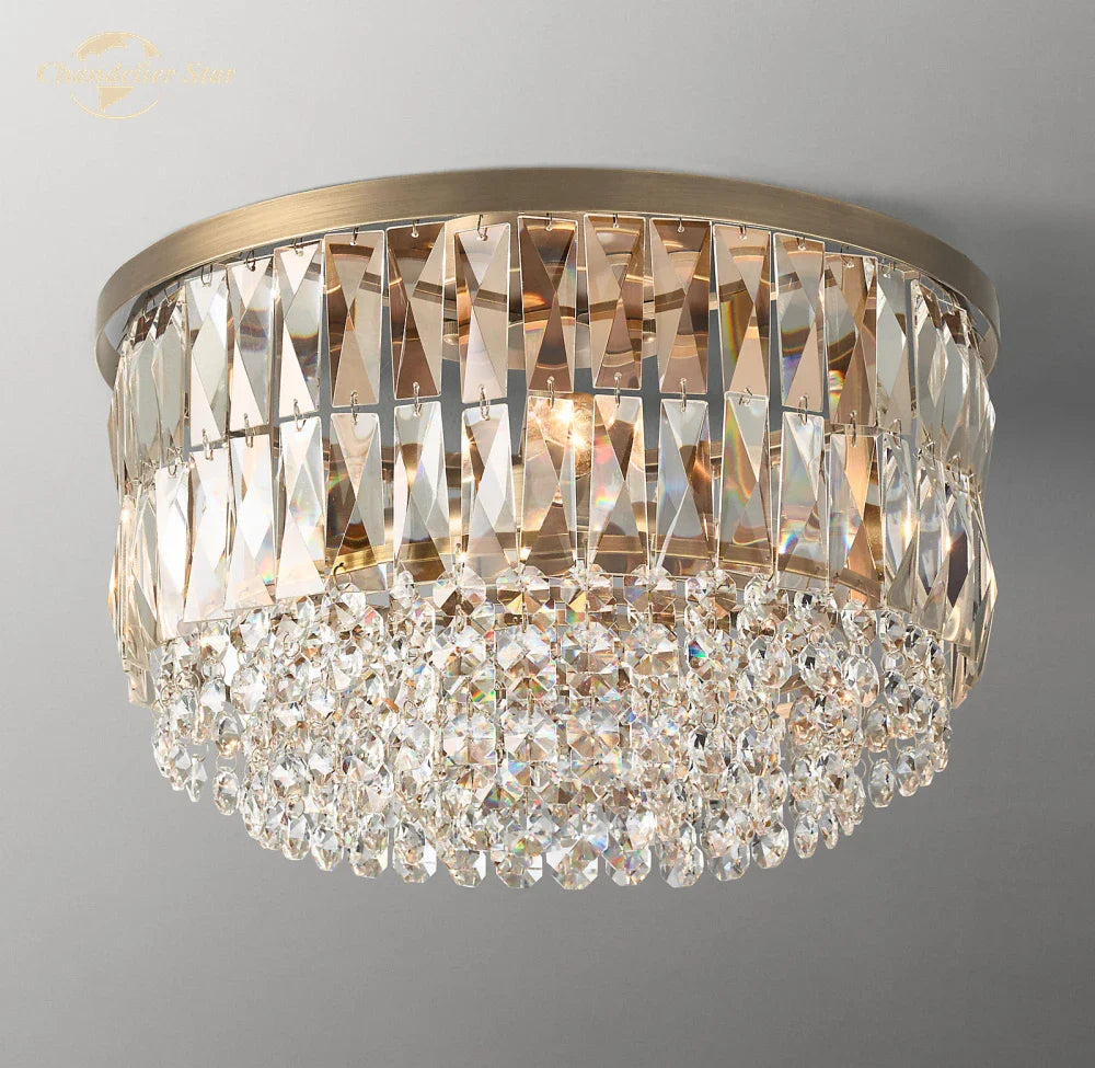 Afralia™ Portia Crystal Flushmount LED Ceiling Light - Modern Prism Design