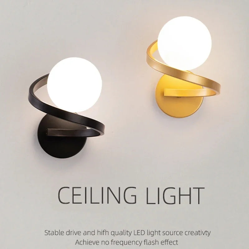 Afralia™ Modern Glass Wall Lamp | Sleek Black and Gold Sconce Fixture