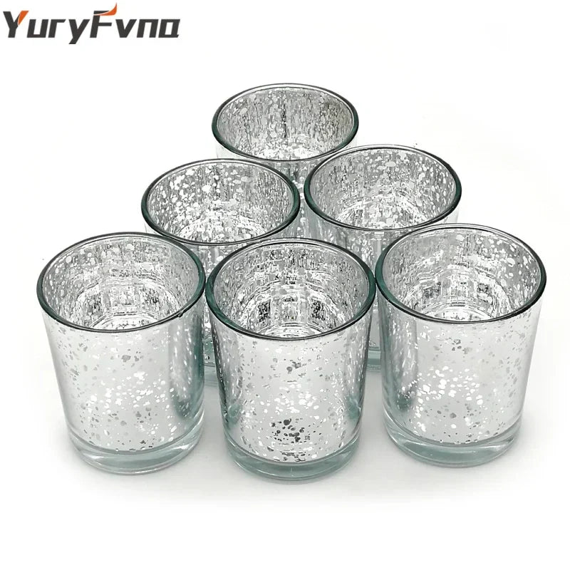 Afralia™ Mercury Glass Tealight Candle Holders for Weddings, Parties, Home Decoration