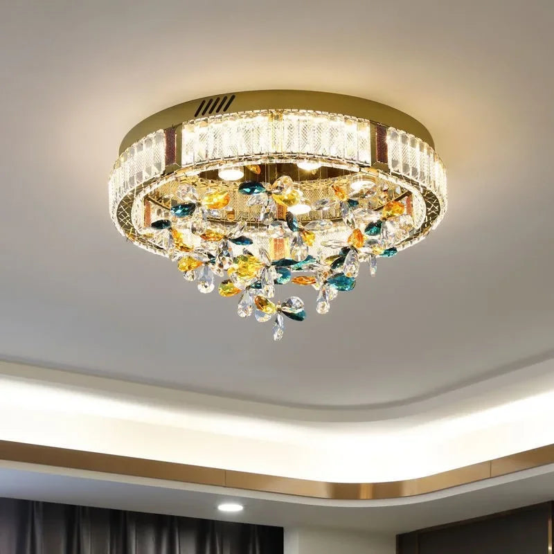 Afralia™ Crystal Flower LED Ceiling Lamps: Modern Home Decor, Colorful Round Lights